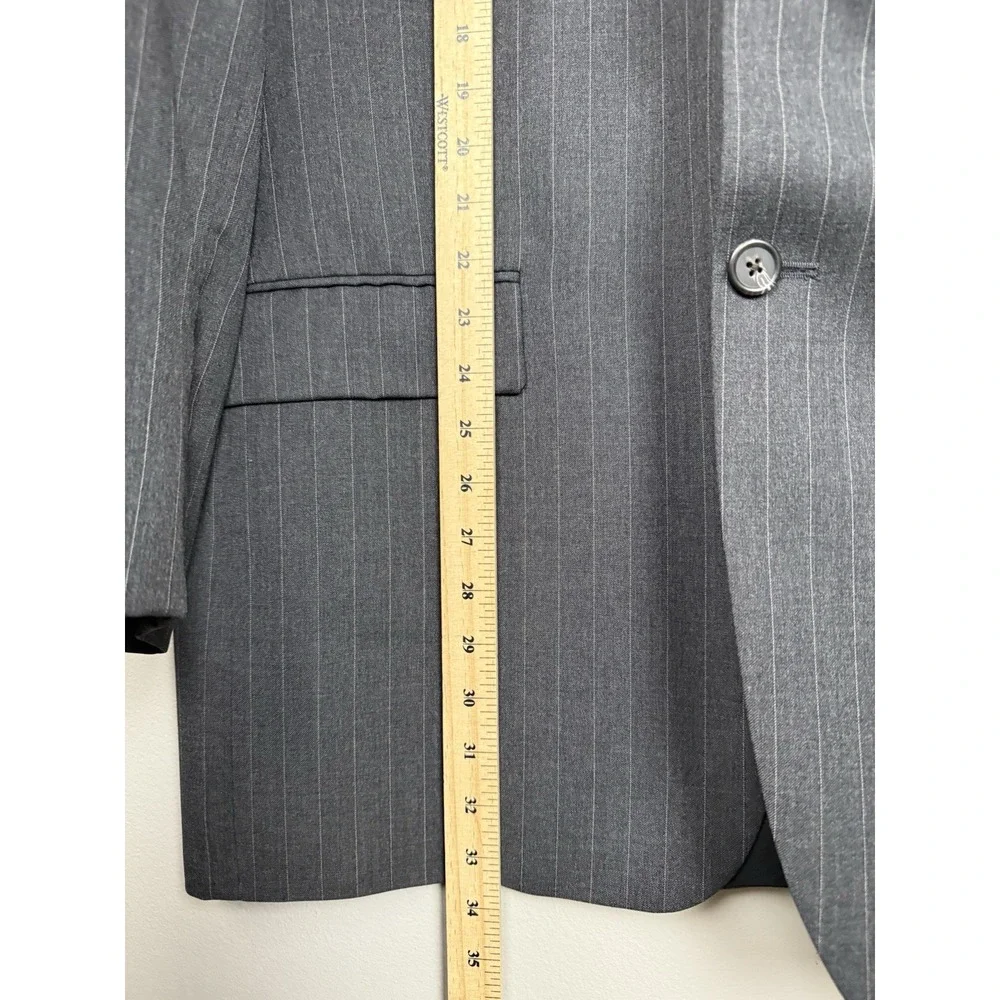 Vintage Lauren Ralph Lauren Wool Pinstripe Blazer Sport Coat Gray 2 Button 40R